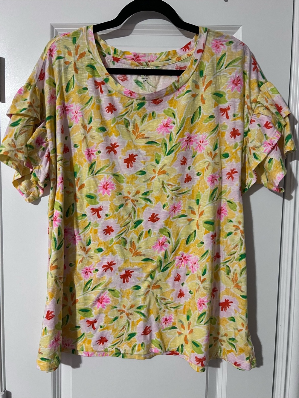 Floral Ruffle Sleeve Top